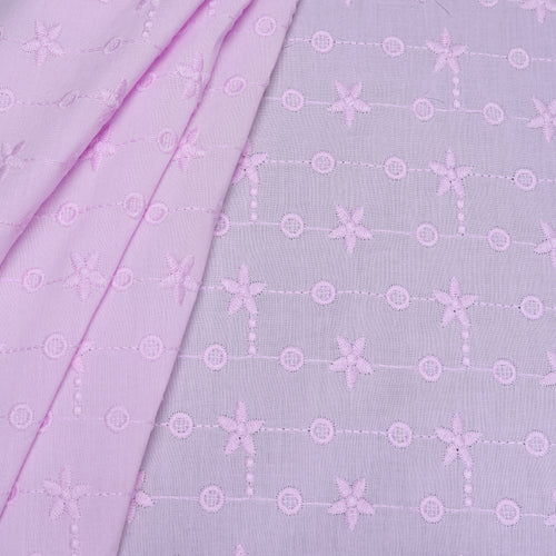 Lavender Tara Embroidered Premium Cotton Fabric