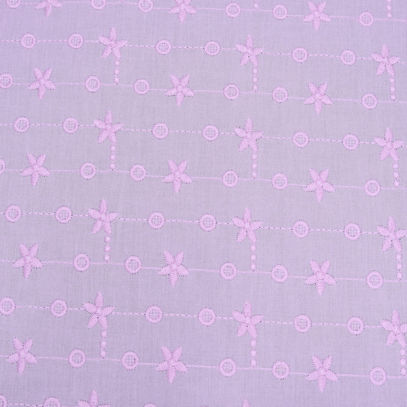 Lavender Tara Embroidered Premium Cotton Fabric
