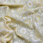 Lemon Dual Tone Floral Hakoba Fabric