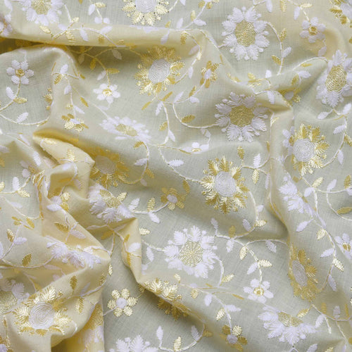 Lemon Dual Tone Floral Hakoba Fabric