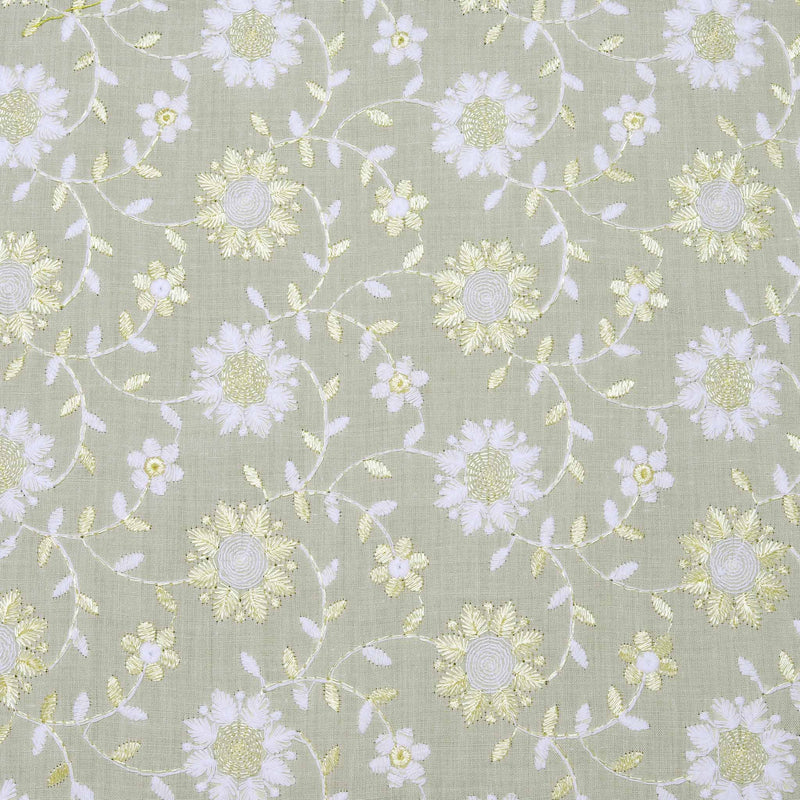 Lemon Dual Tone Floral Hakoba Fabric