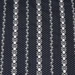 Navy Blue Stripes Embroidered Cotton Fabric