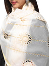 OFF WHITE FLOWER DROPLET EMBROIDERED DUPATTA