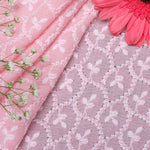 Peach Border Embroidered Cotton Fabric