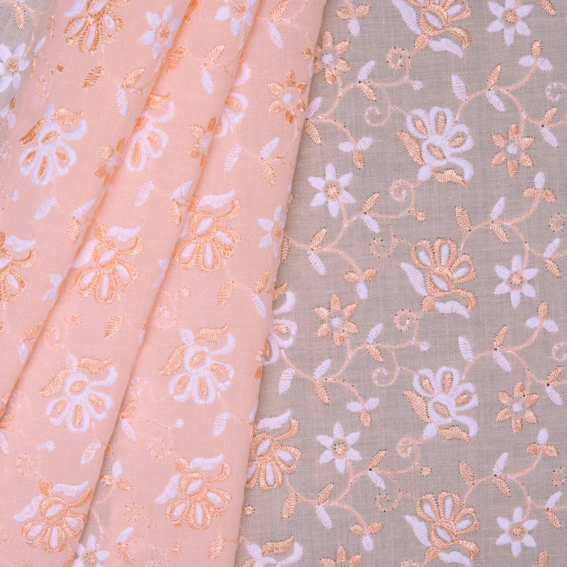 Peach Dual Tone Raga Hakoba Fabric