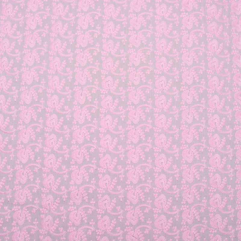 Pink Bloom Embroidered Premium Cotton Fabric