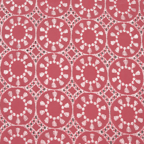 Pink Circles Embroidered Georgette Fabric