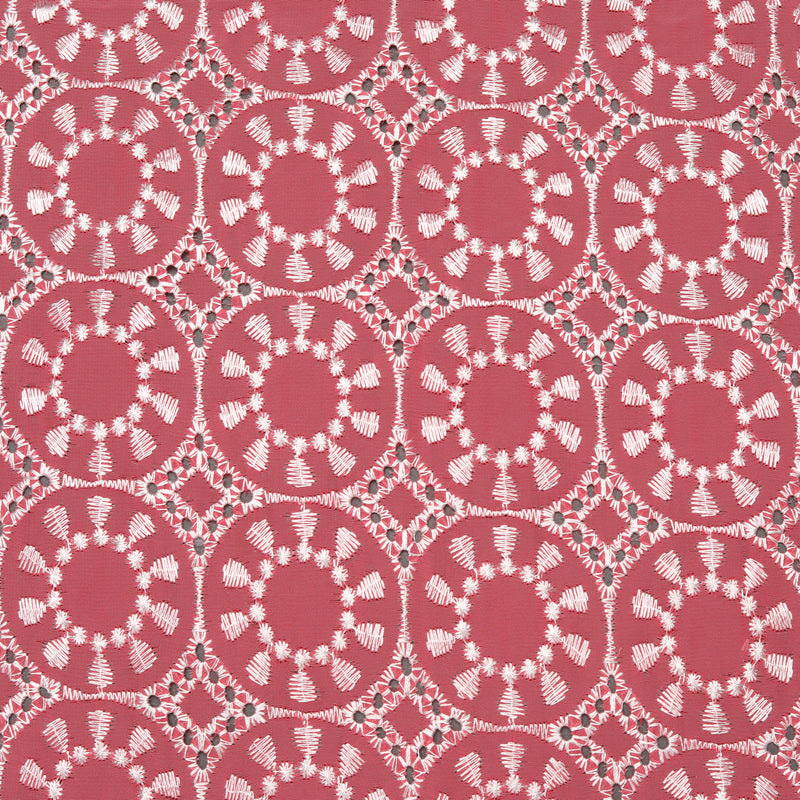 Pink Circles Embroidered Georgette Fabric