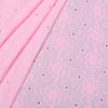 Pink Floret Embroidered Premium Cotton Fabric