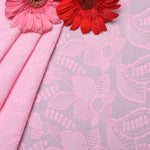 Pink Petals Embroidered Premium Cotton Fabric