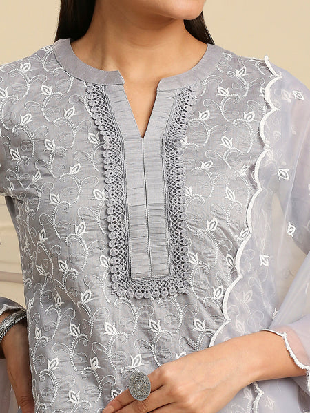 Dusk Supima Cotton Grey Kurta Set