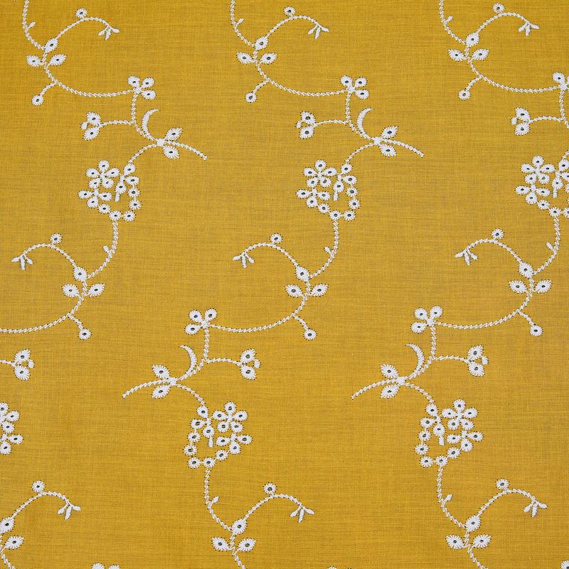 Sunshine Yellow Floral Mul Fabric