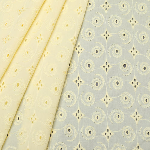 Yellow Chakra Embroidered Premium Cotton Fabric