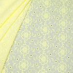 Yellow Floret Embroidered Premium Cotton Fabric