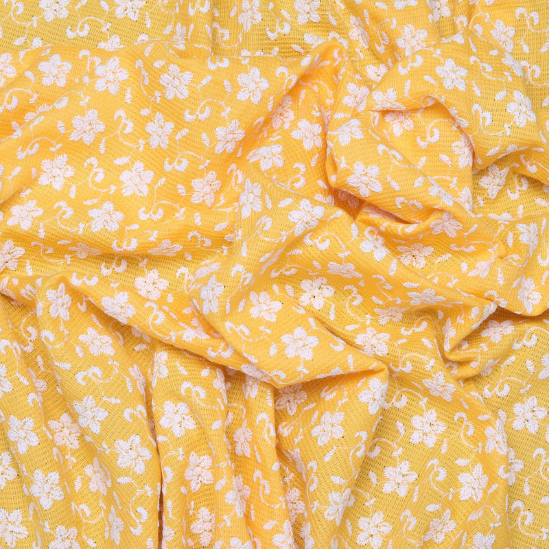Yellow Flower Cotton Hakoba Fabric