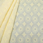 Yellow Sunflower Embroidered Premium Cotton Fabric